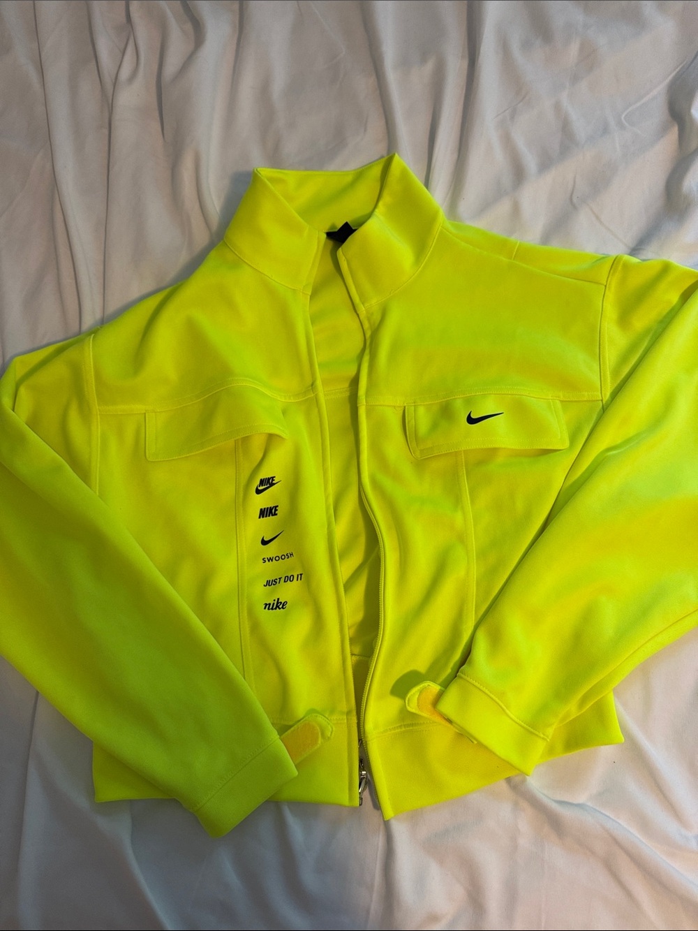 Nike Neon Yellow Crop Zip-Up Jacket